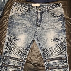 Blue Cult Distressed Biker Jeans for Men